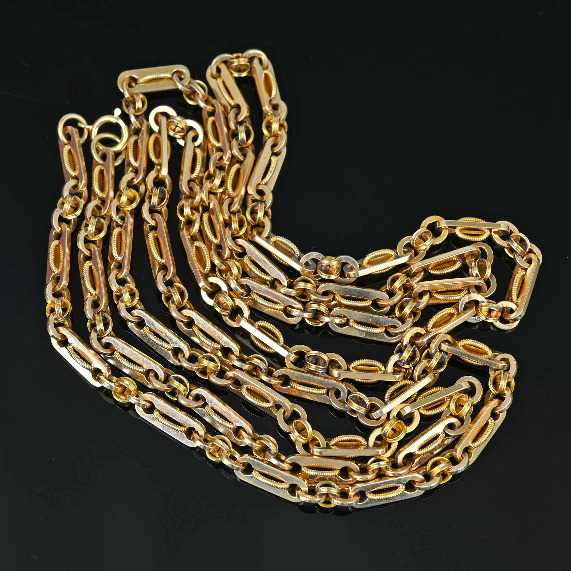 Antique Fancy Link 14K Gold Chain Necklace, 40.9 gms