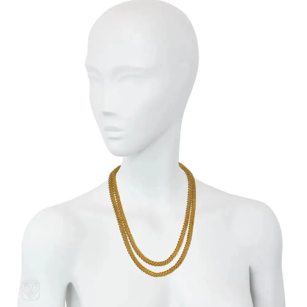 Antique woven gold longuard necklace