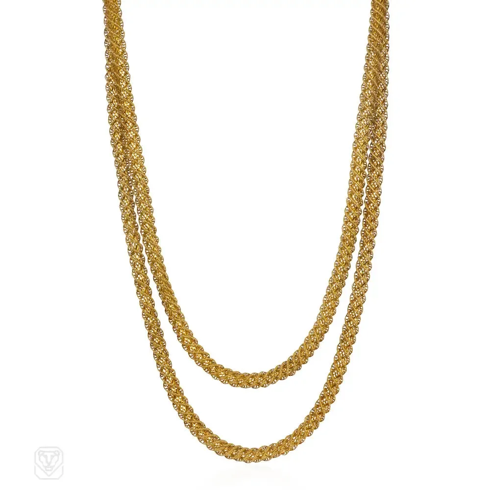 Antique woven gold longuard necklace