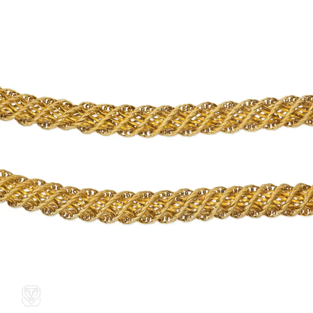 Antique woven gold longuard necklace