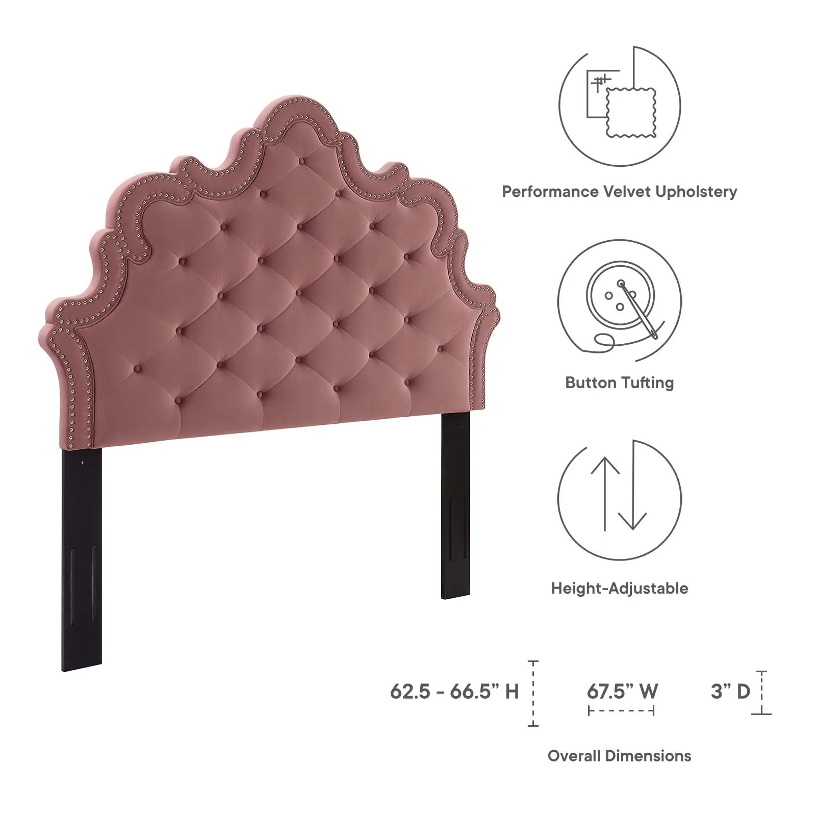 Arabella Button-Tufted Performance Velvet Headboard by Modway