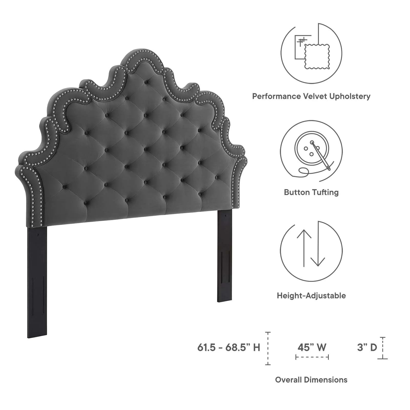 Arabella Button-Tufted Performance Velvet Headboard by Modway