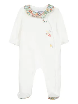 Babygrow - Ecru cotton with ruffled Liberty collar