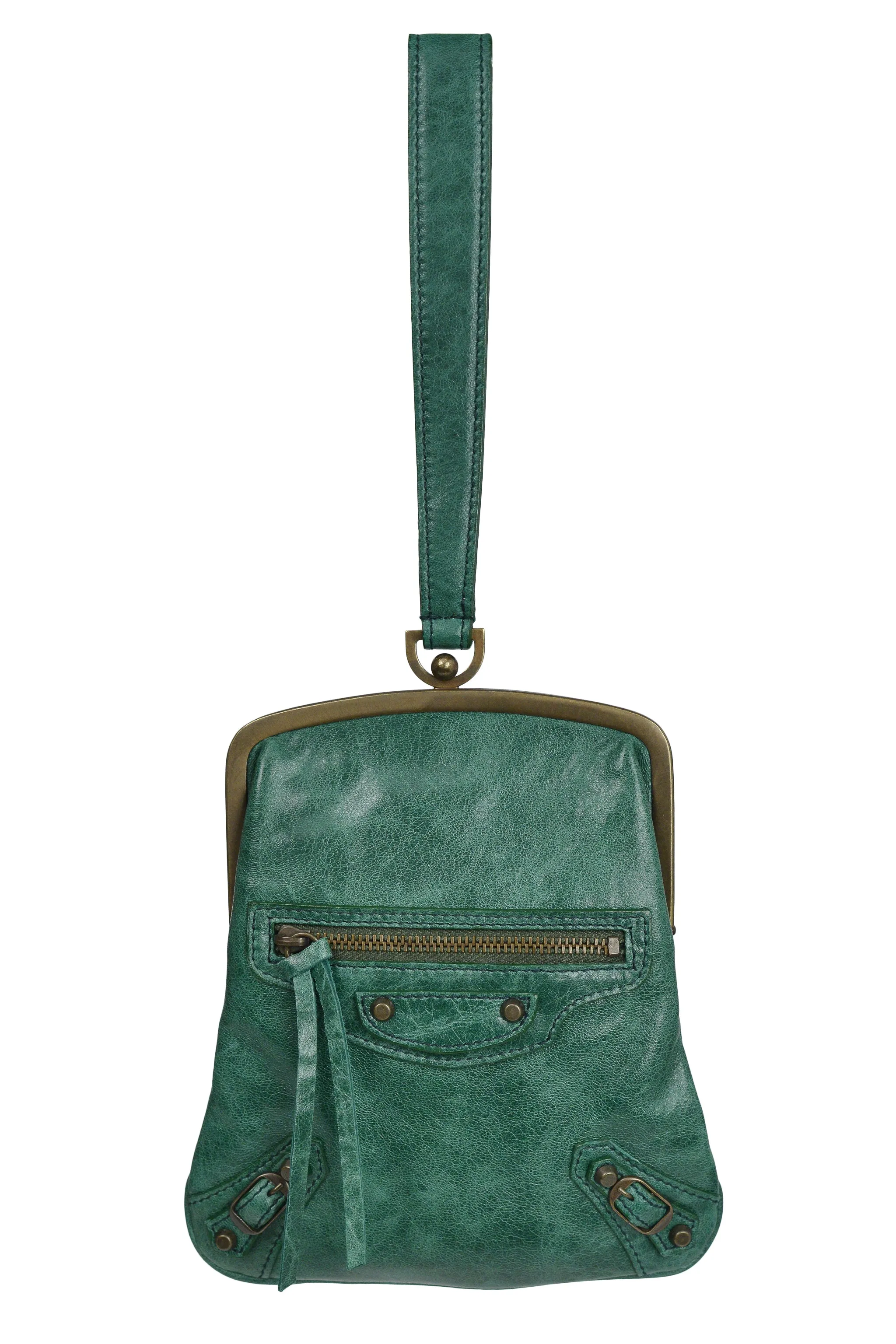 BALENCIAGA EMERALD GREEN MOTORCYCLE WRIST BAG 2006