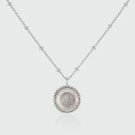 Barcelona Silver October Rose Quartz Birthstone Necklace