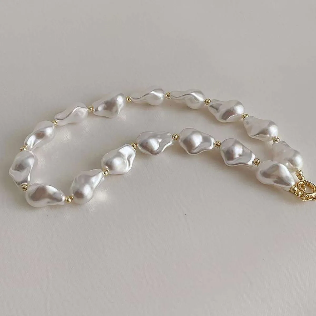 Baroque Pearl 18K Gold Anti Tarnish Necklace For Women