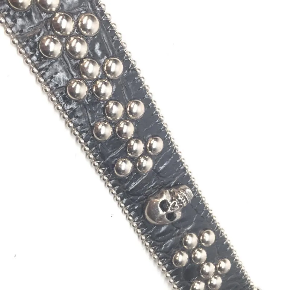 b.b. Simon Studded Skull Heads Crystal Belt