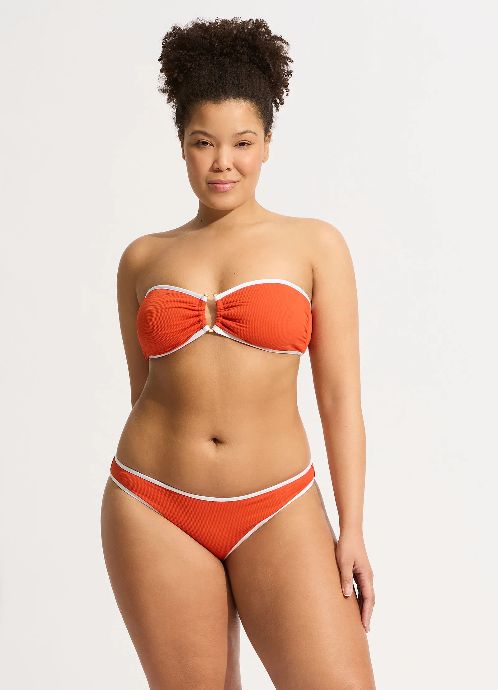 Beach Bound Ring Front Bandeau Bikini Top - Tamarillo