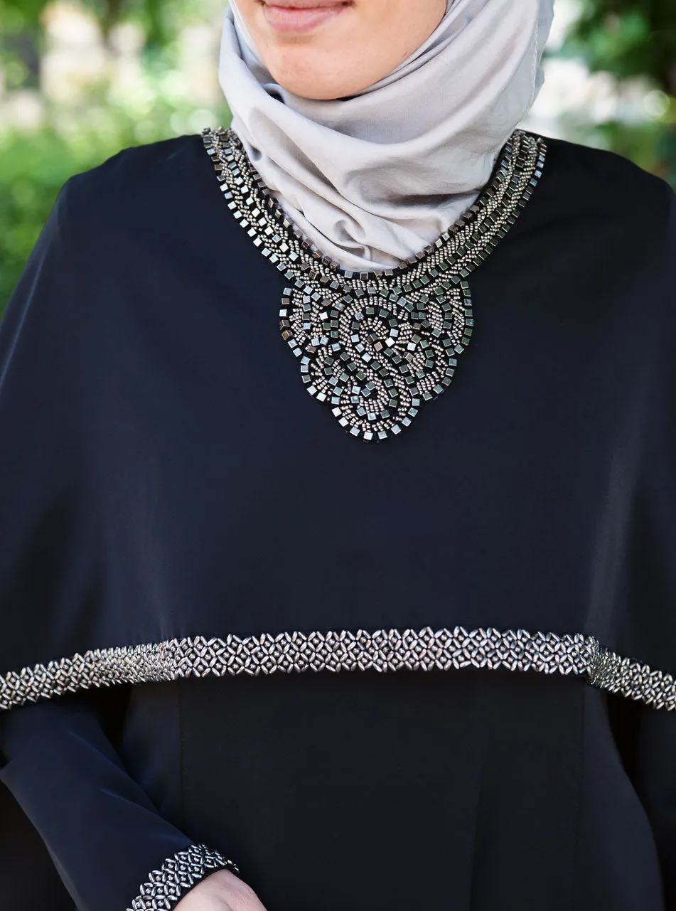 Beaded Caped Abaya Gown