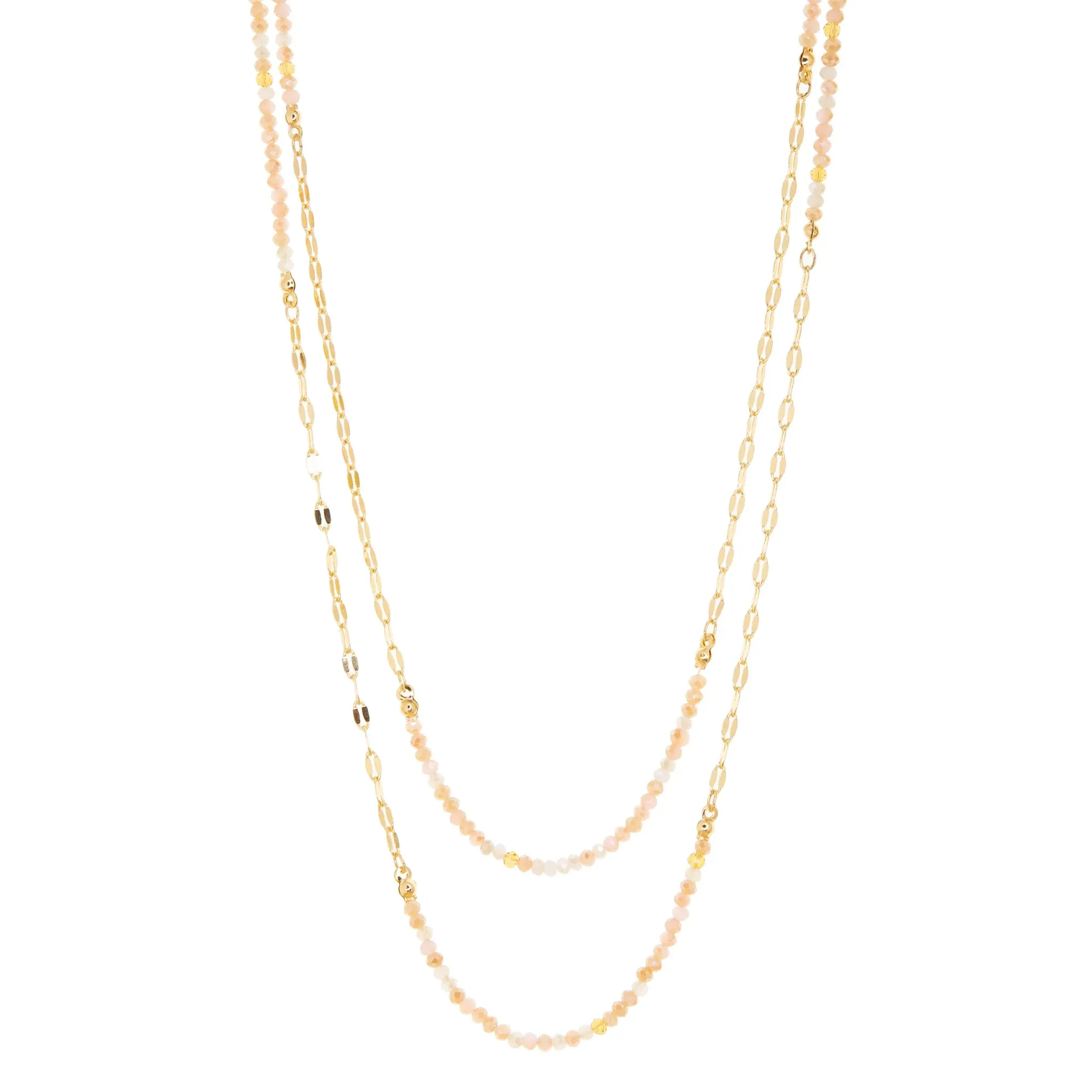 Beaded Chain Wrap Necklace in Gold