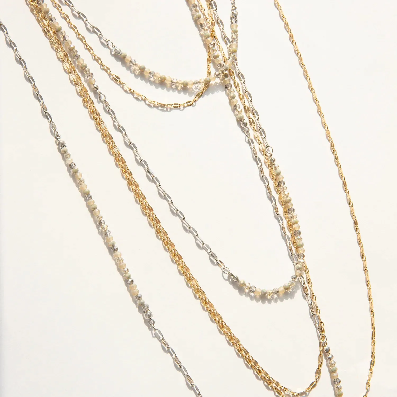 Beaded Chain Wrap Necklace in Gold