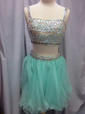 Beaded/Tulle Two Piece Dress Size L Style 6031