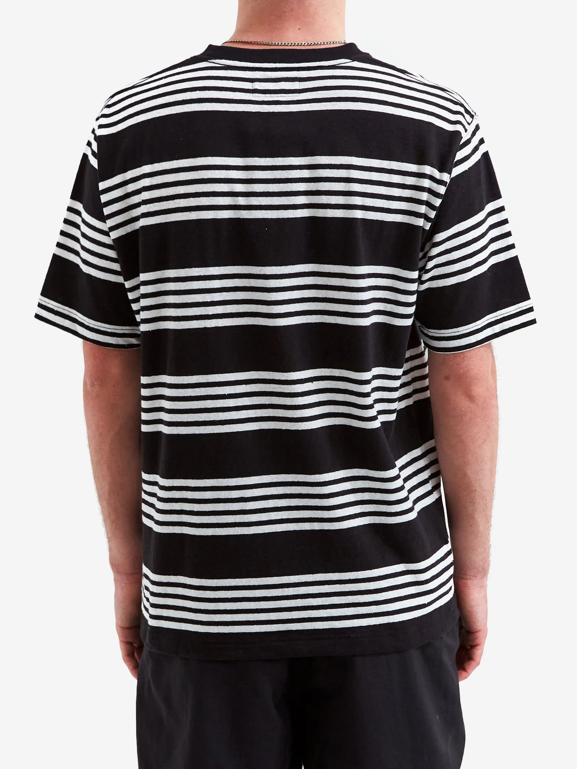 Beams Plus Nep Stripe Pocket T-Shirt - Black