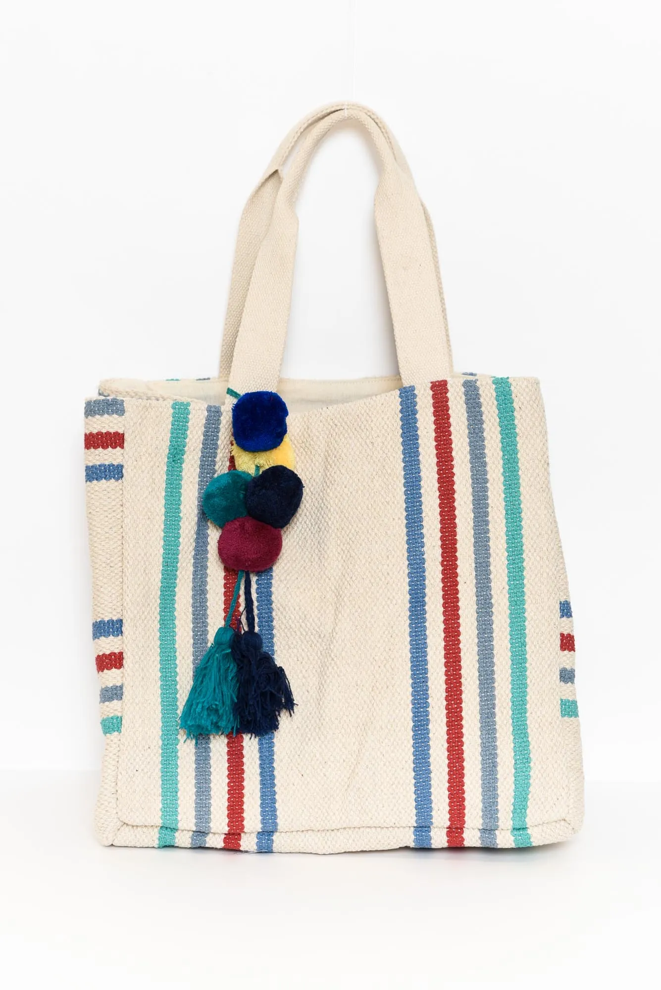 Beaumont Natural Stripe Tassel Tote Bag