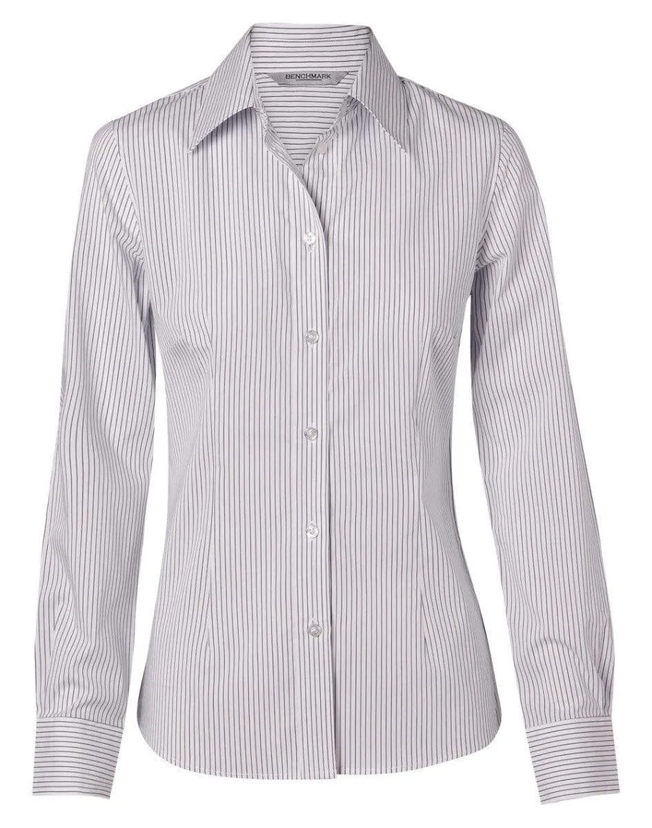 BENCHMARK Women's Ticking Stripe Long Sleeve Shirt M8200L