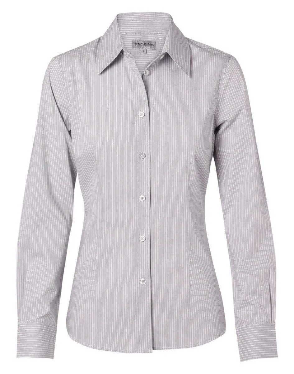 BENCHMARK Women's Ticking Stripe Long Sleeve Shirt M8200L