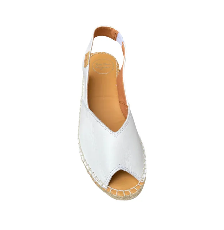 Bernia White Leather  Espadrille