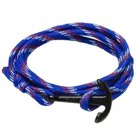 Black Anchor Wrap Bracelet | Red, White & Blue Nylon