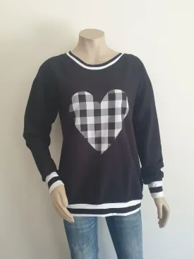 Black Gingham Heart Sweatshirt