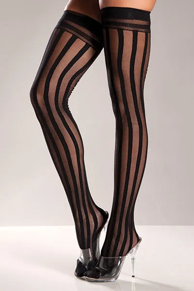 Black Striped Thigh High