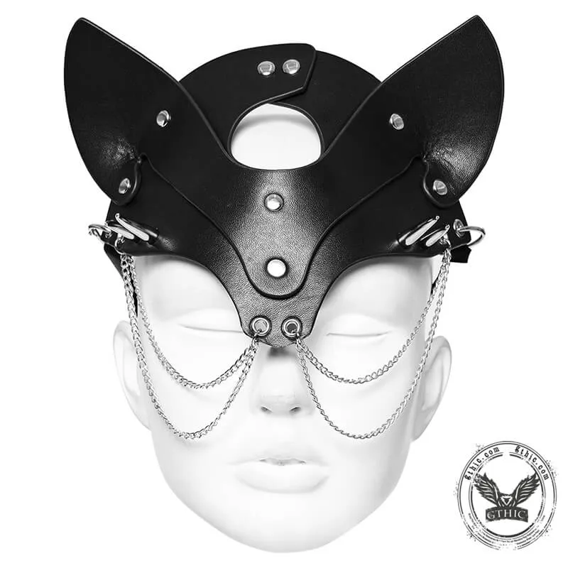 Black Studded Fox Shaped Facemask