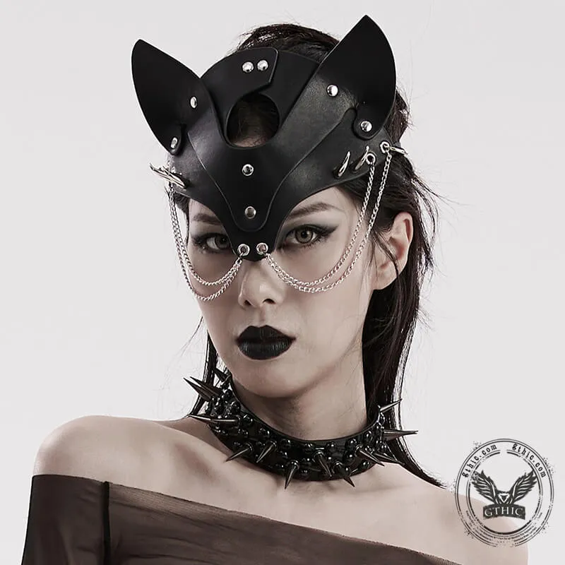 Black Studded Fox Shaped Facemask