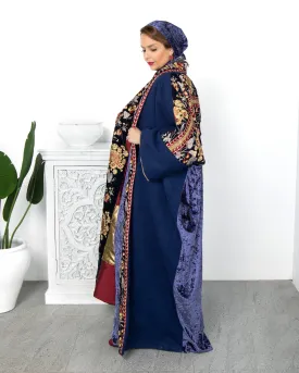 BLUE FLORAL OVERSIZED EMBROIDERED BISHT 2506 - بشت