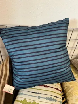 Blue Pillow with Black Stripes