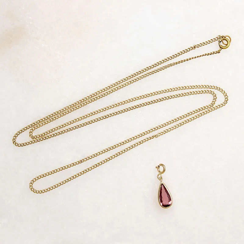 Blushing Pink Tourmaline on Curb Chain by Ancient Influences