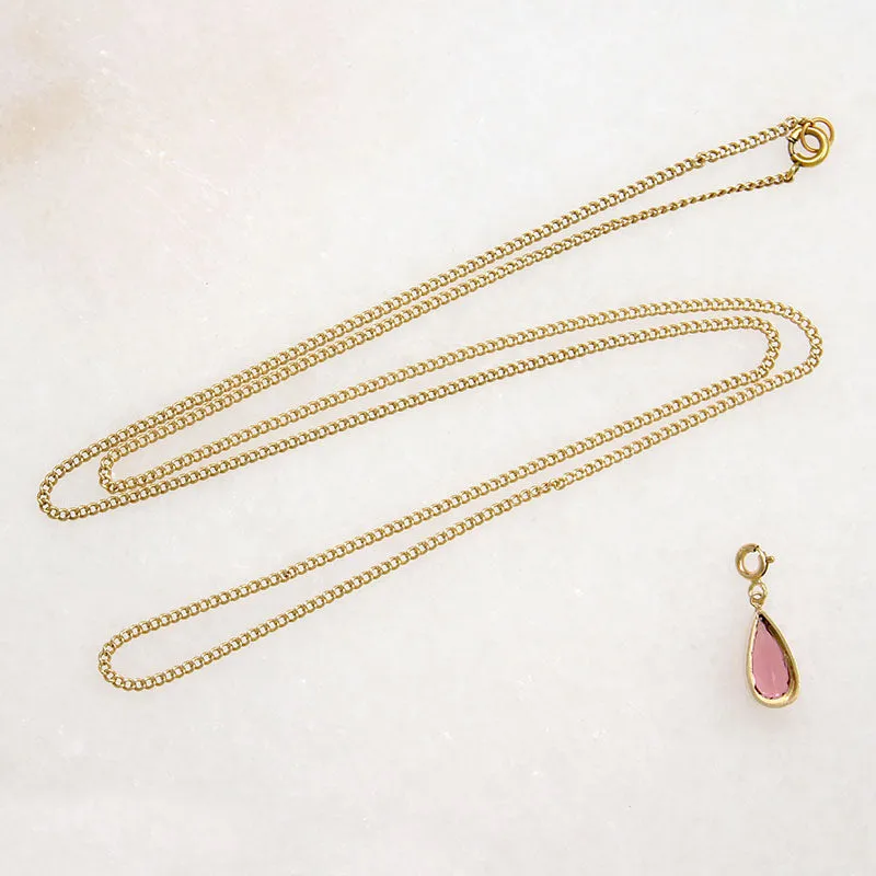 Blushing Pink Tourmaline on Curb Chain by Ancient Influences