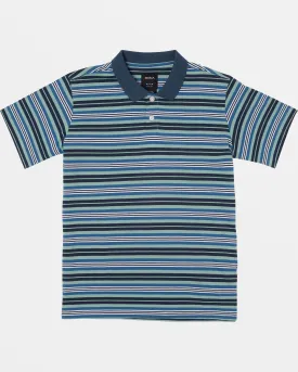 Boys Cassady Stripe Short Sleeve Polo T-Shirt - Petrol Blue