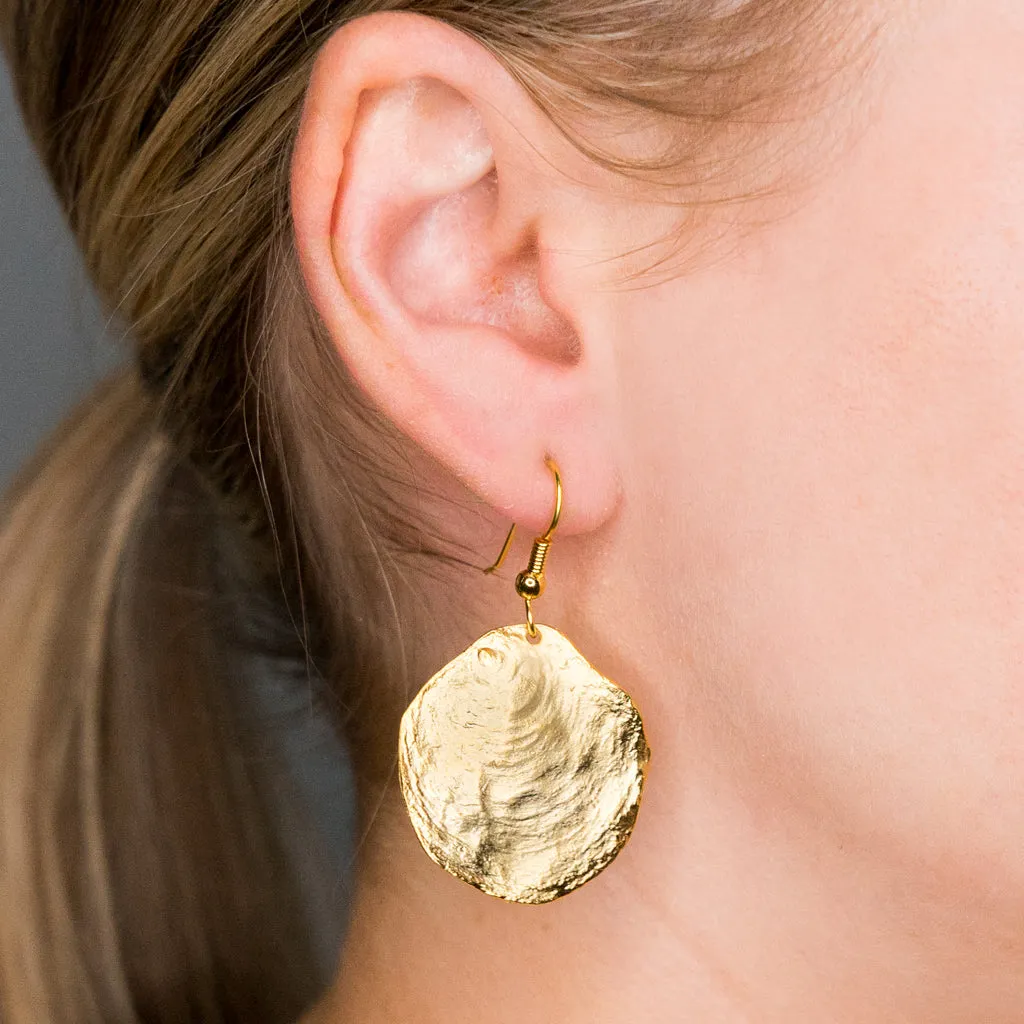 Brushed Satin Gold Disc Earrings