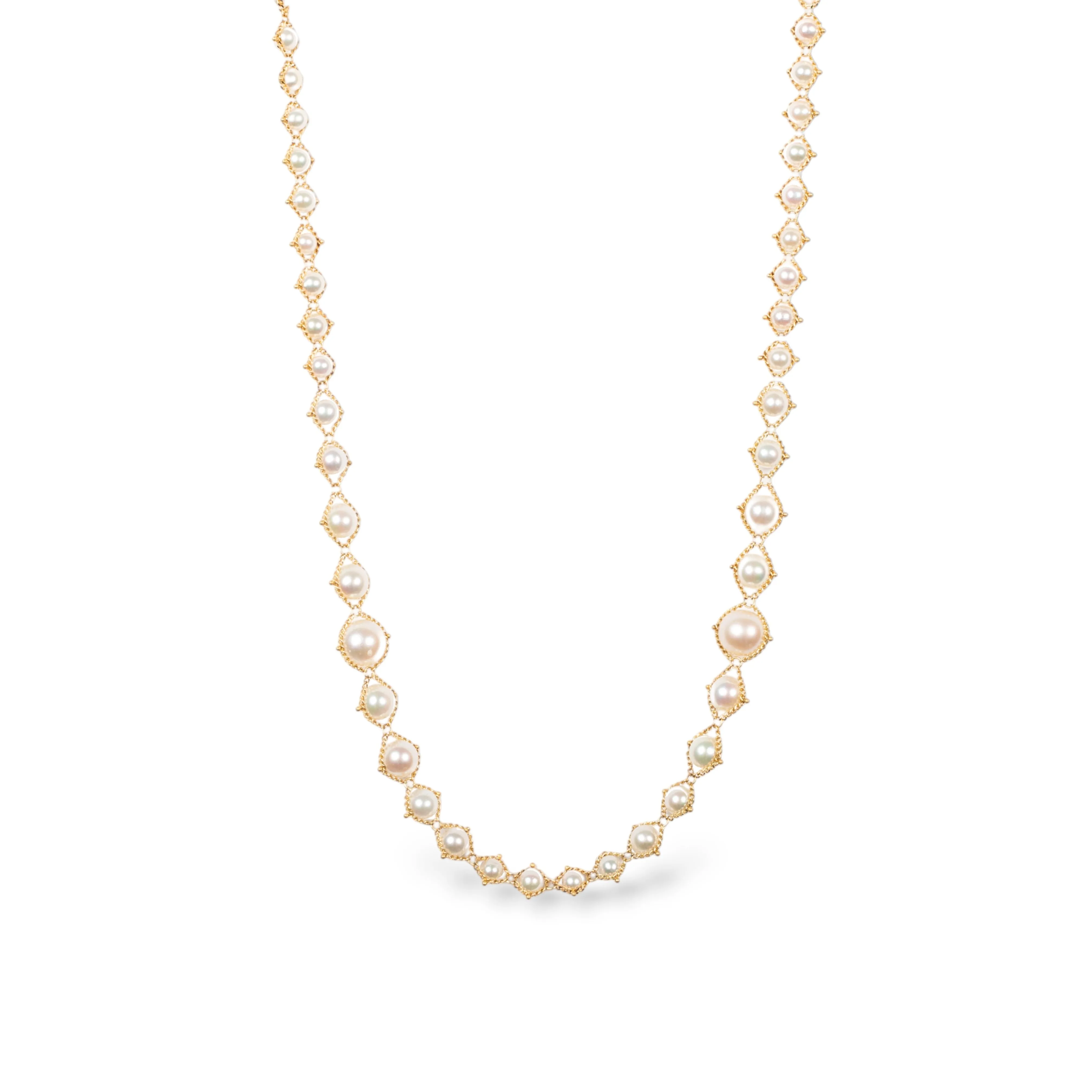 Cascading Woven Akoya Pearl Necklace