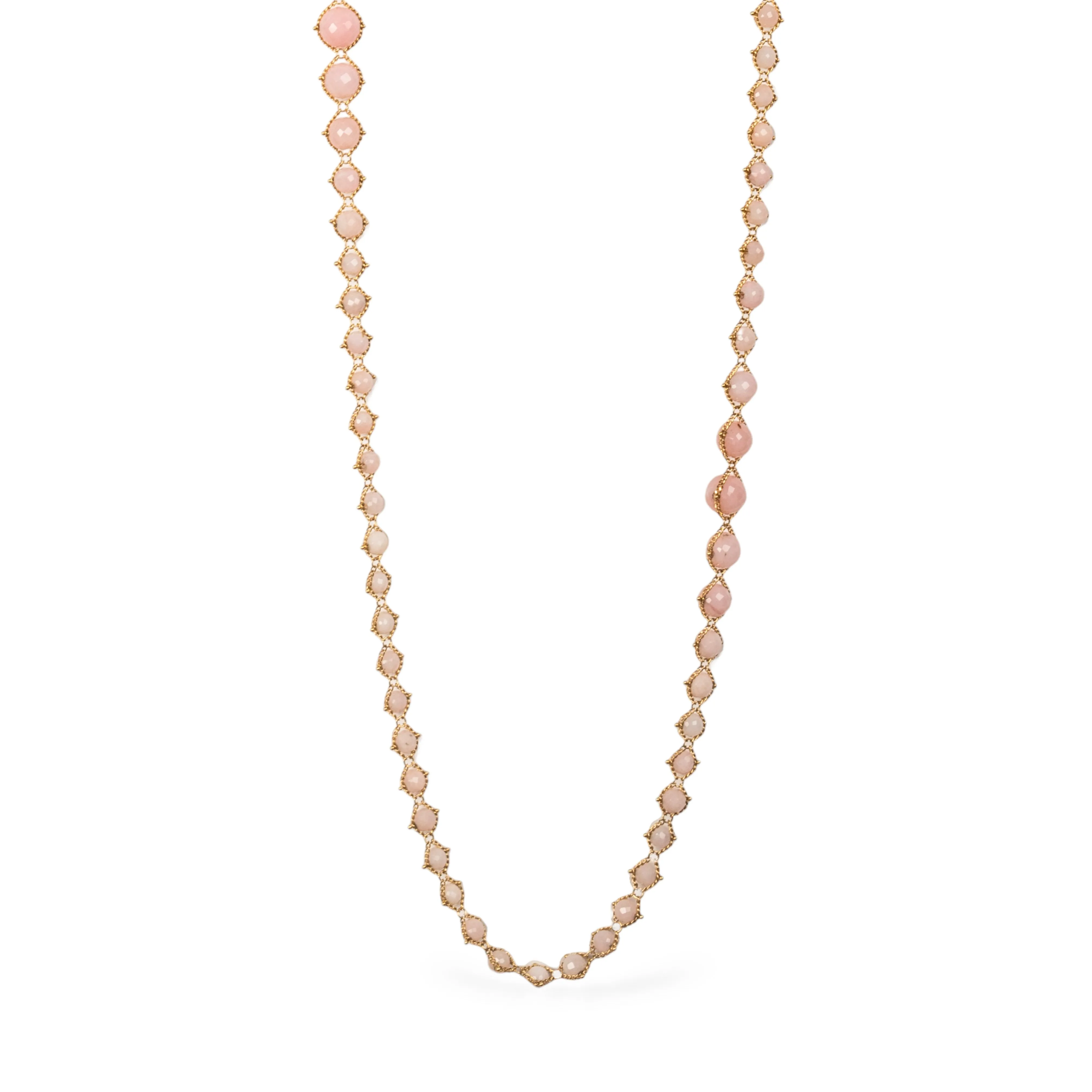 Cascading Woven Pink Opal Necklace