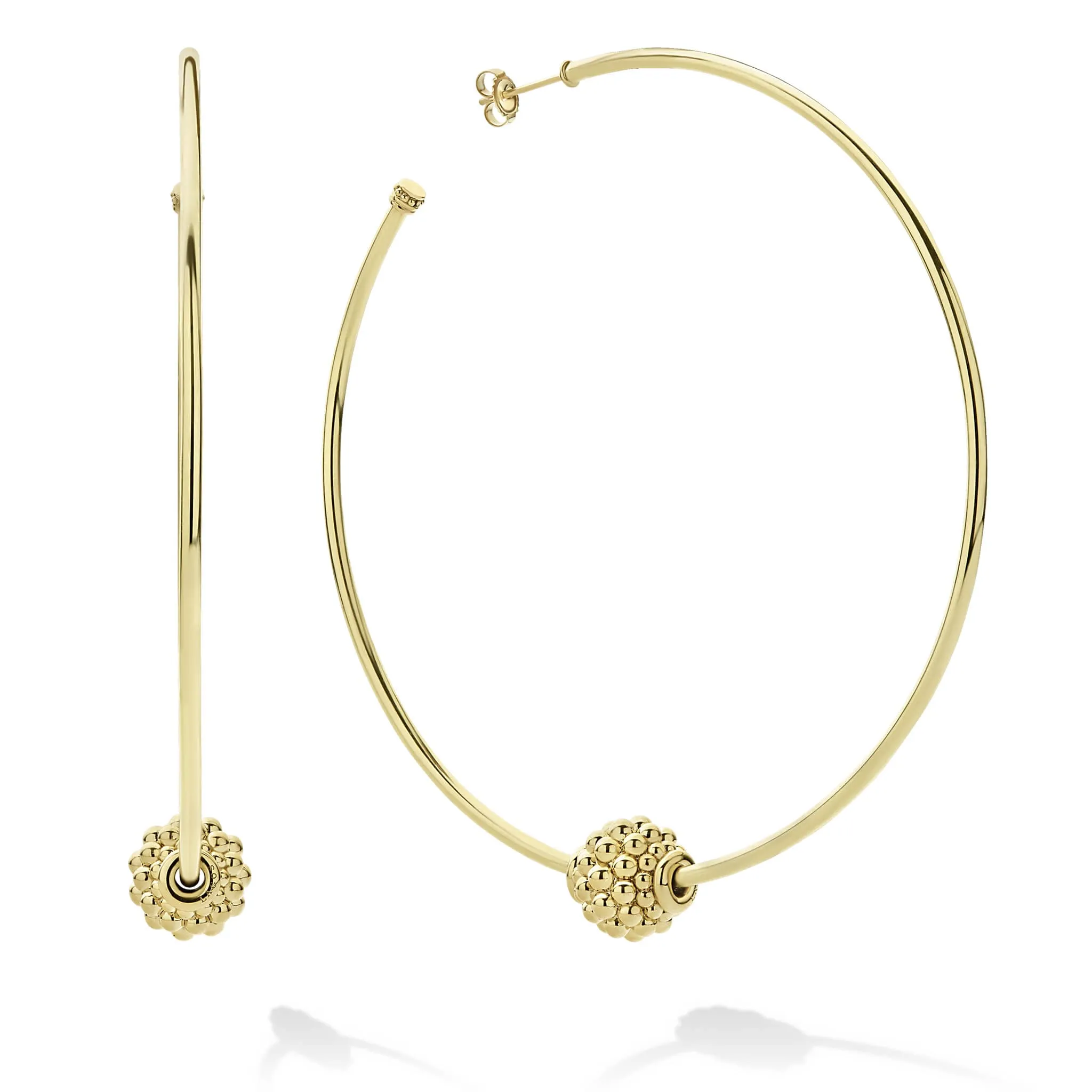 Caviar Gold Large 18K Gold Caviar Ball Hoop Earrings