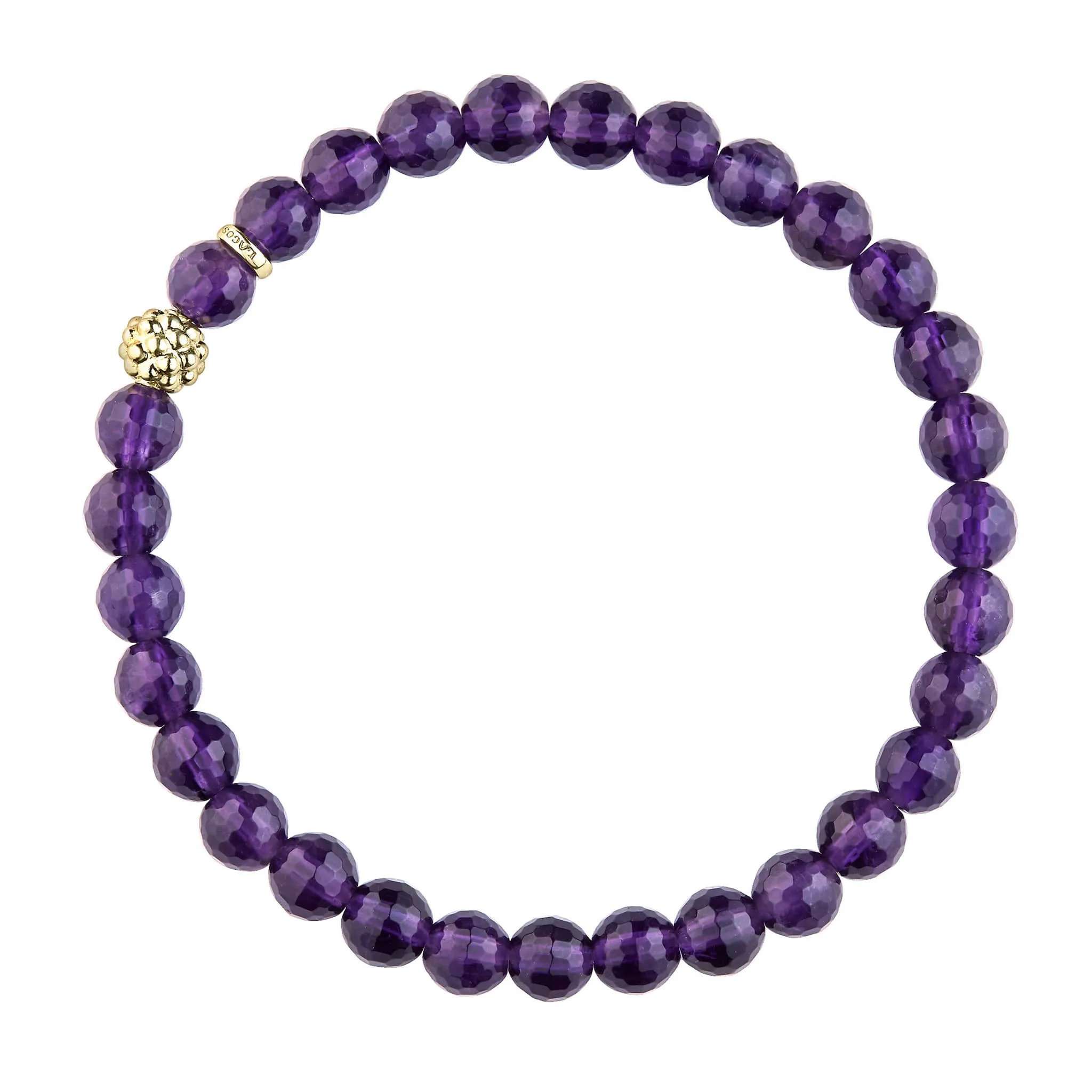 Caviar Icon Amethyst Gold Station Bead Bracelet