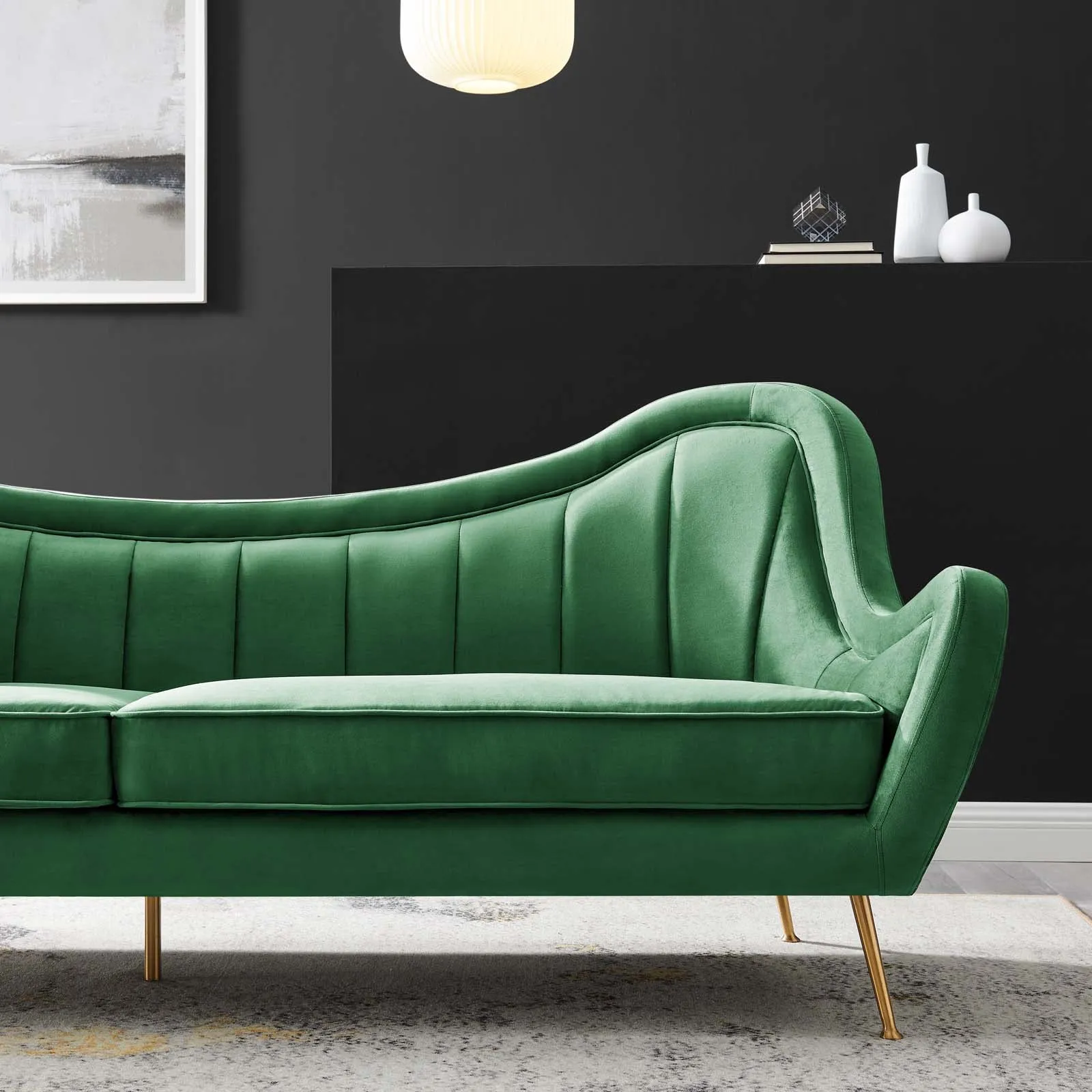 Cheshire Channel Tufted Performance Velvet Sofa by Modway