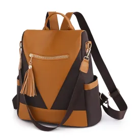 Chic Color Contrast Patchwork Casual Backpack with Large Capacity