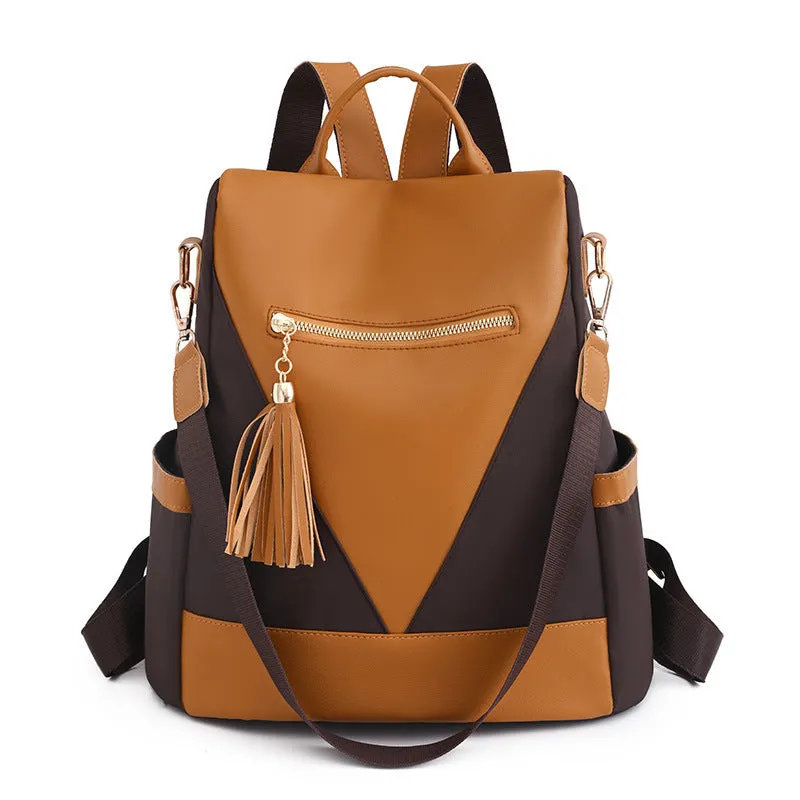 Chic Color Contrast Patchwork Casual Backpack with Large Capacity