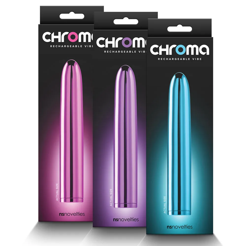 Chroma 7" Rechargeable Metallic Multispeed Straight Vibrator