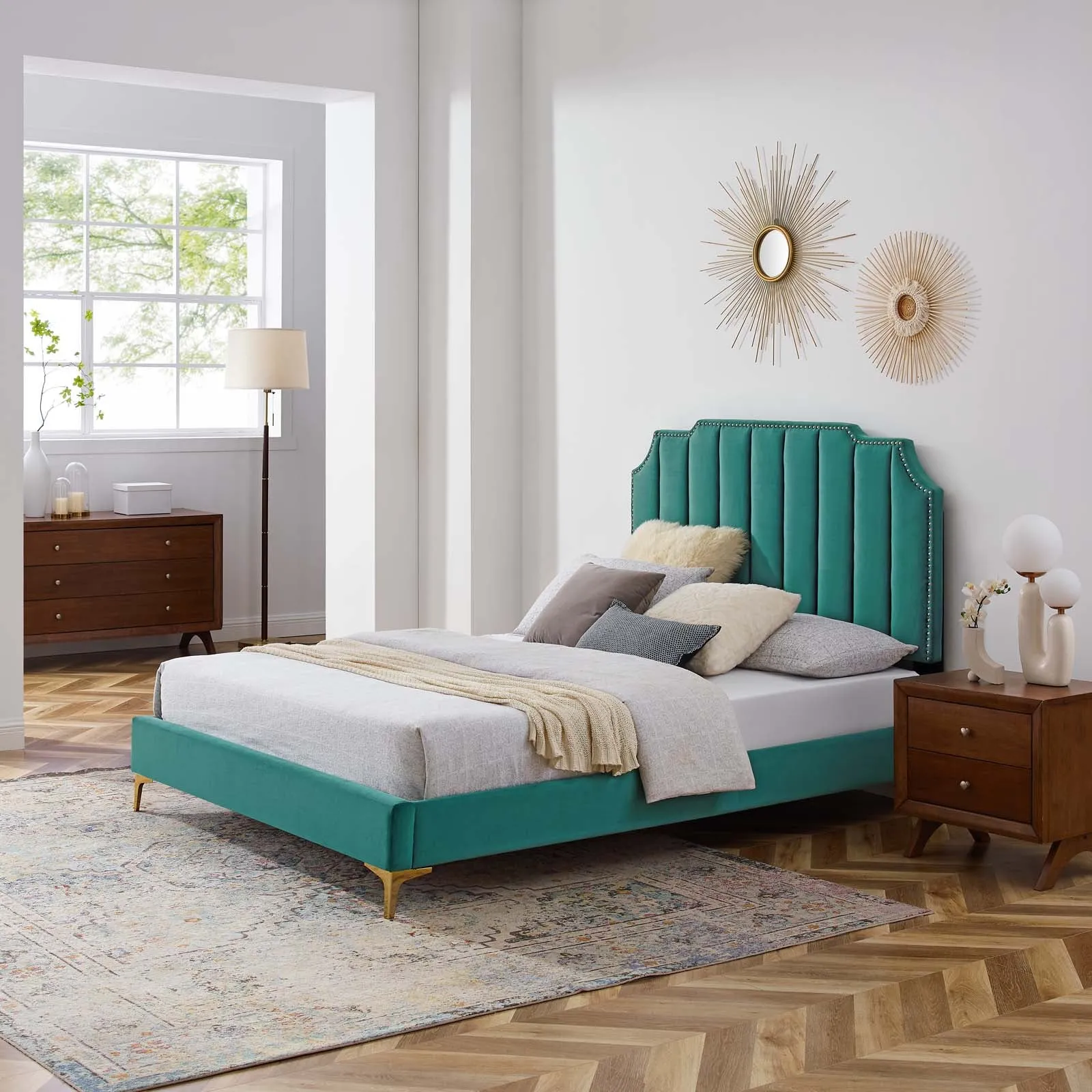 Colette Performance Velvet Platform Bed by Modway