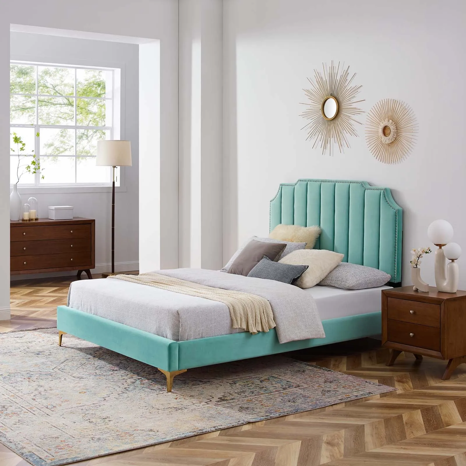 Colette Performance Velvet Platform Bed by Modway