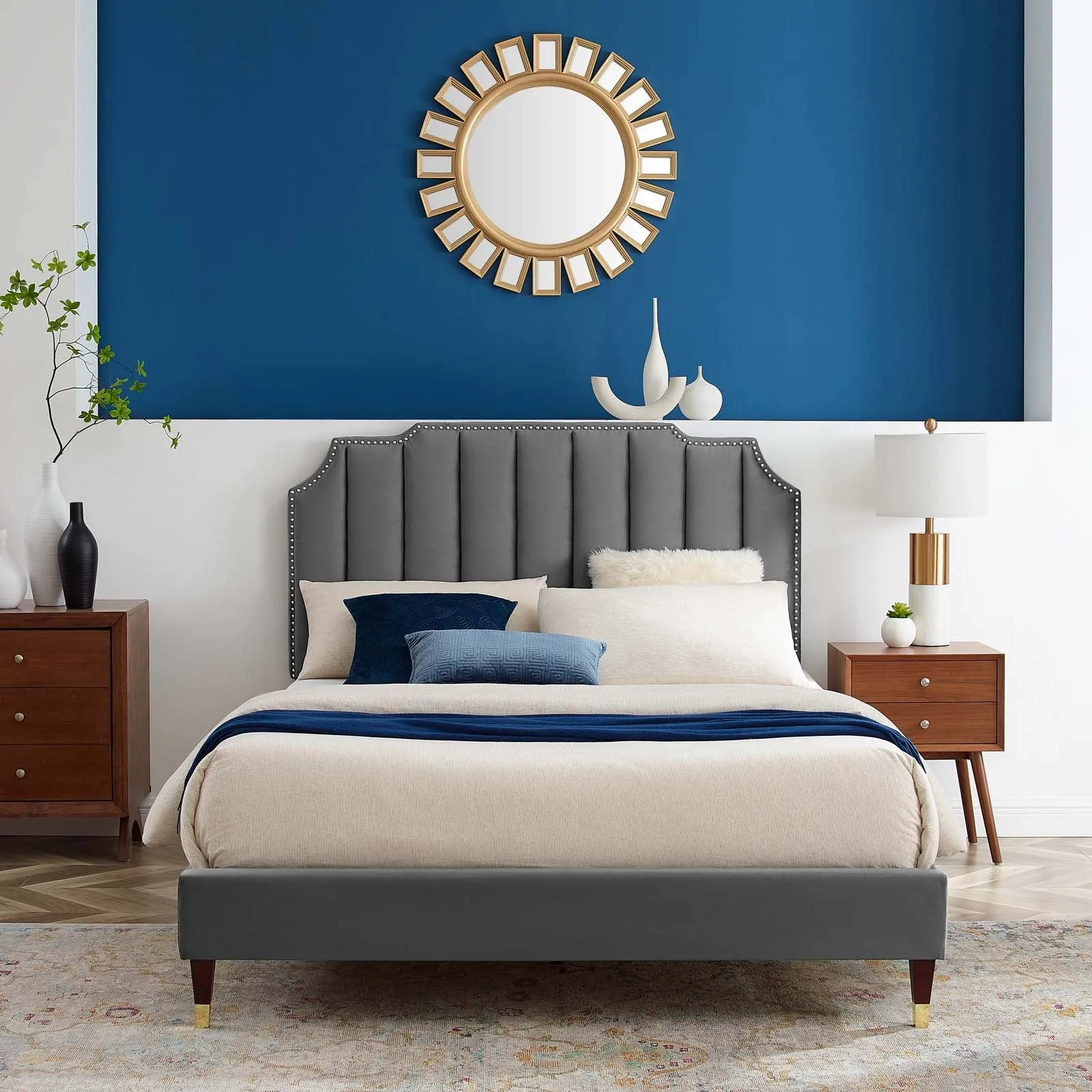 Colette Performance Velvet Platform Bed by Modway