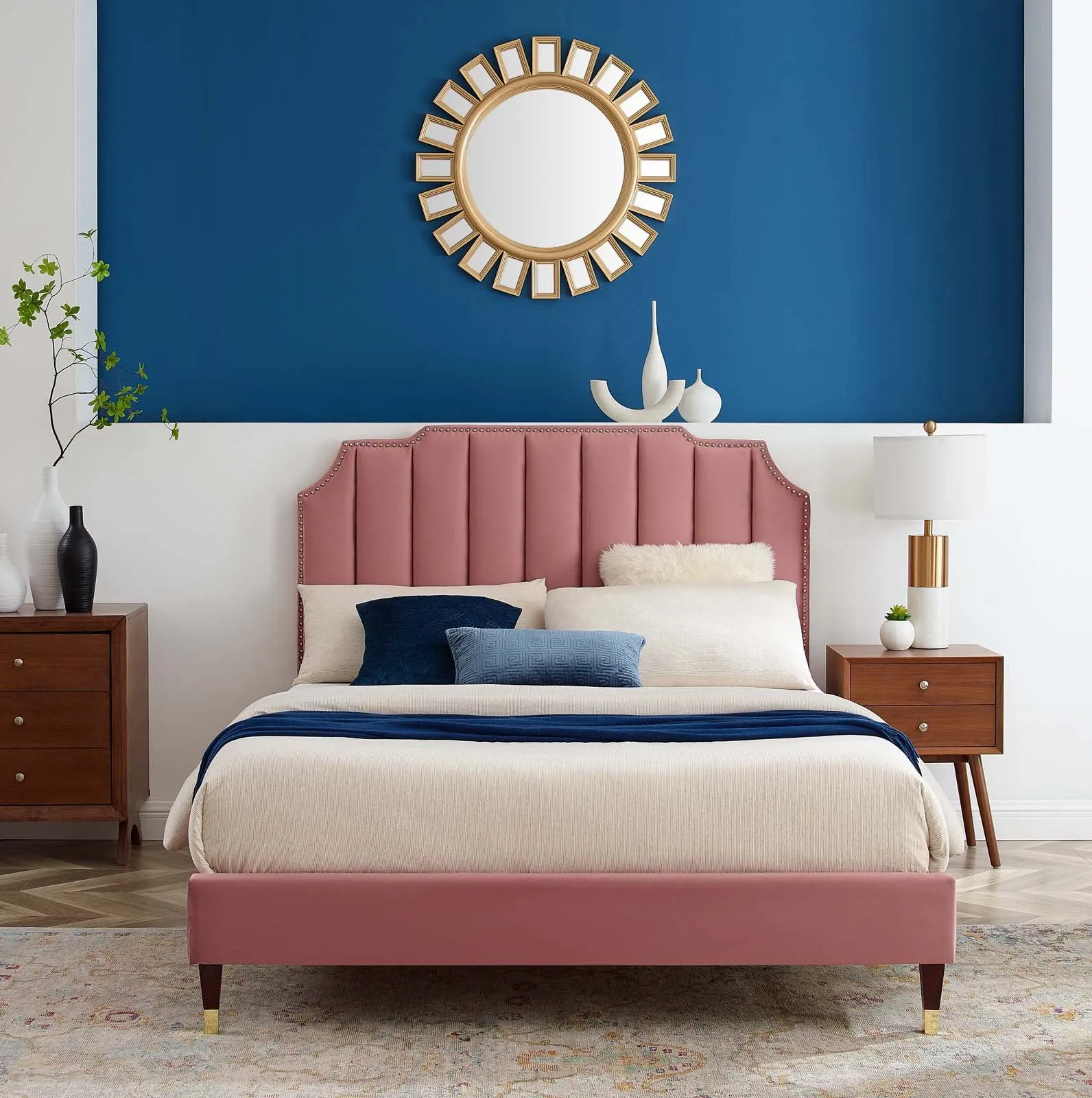 Colette Performance Velvet Platform Bed by Modway