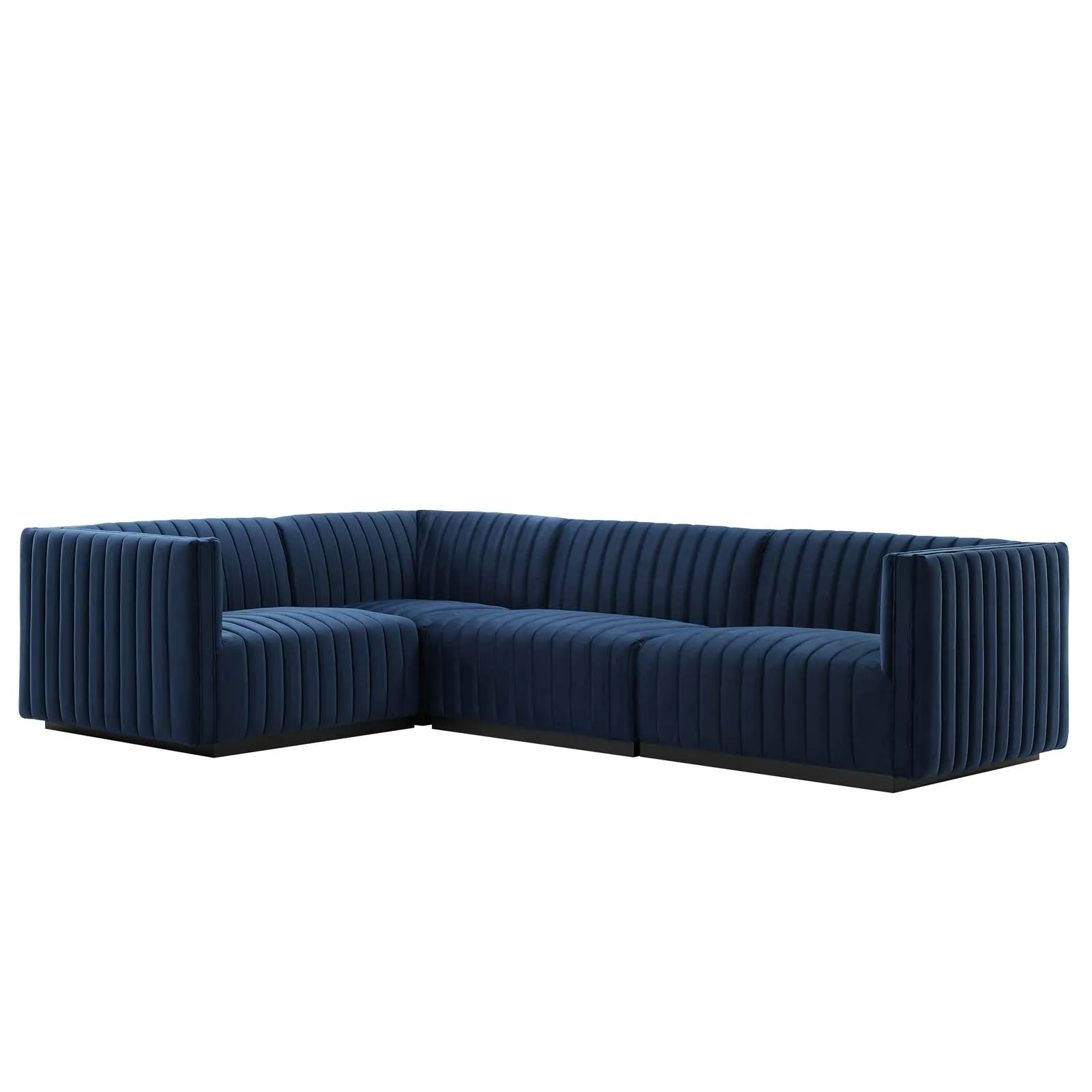 Conjure Channel Tufted Performance Velvet 4-Piece Sectional by Modway