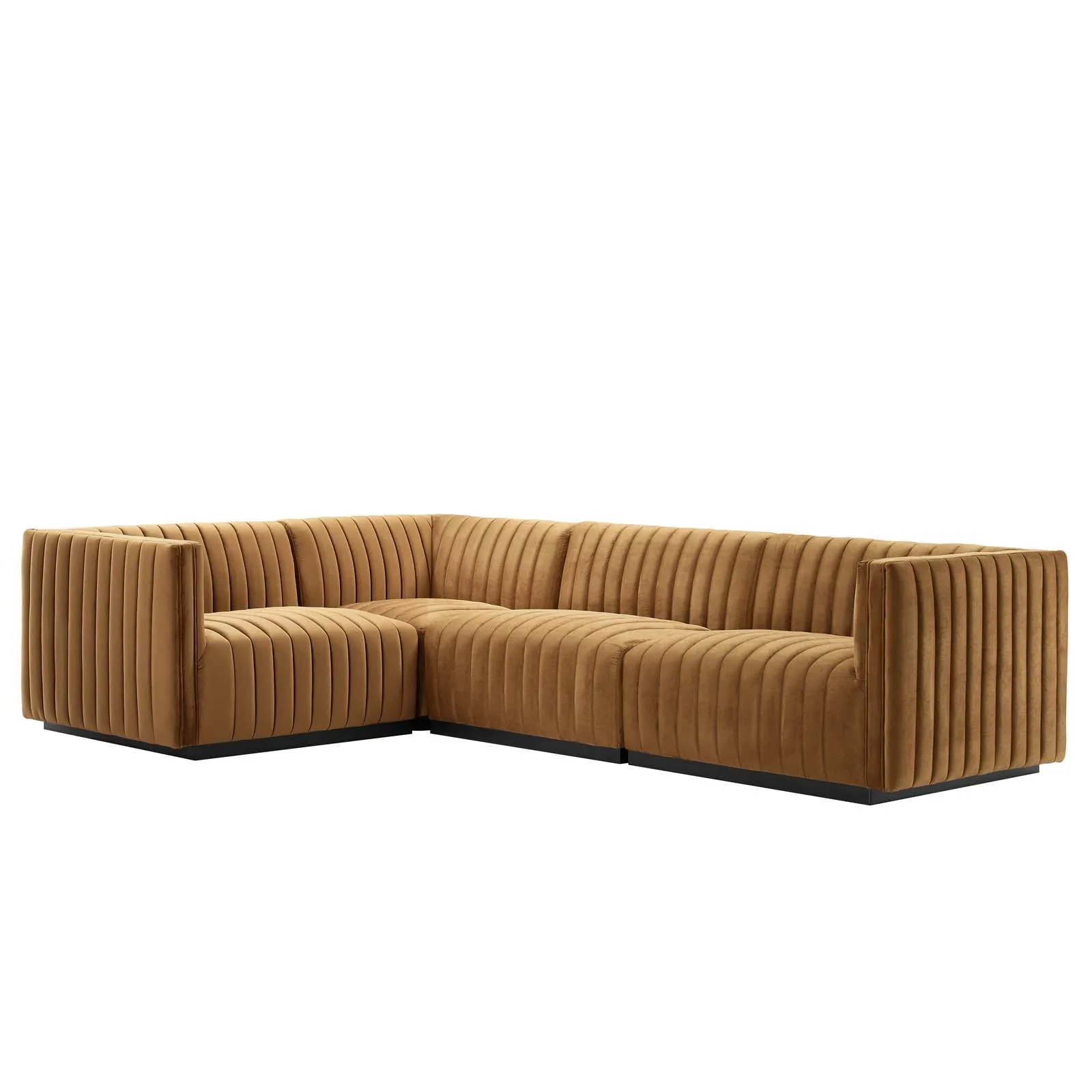 Conjure Channel Tufted Performance Velvet 4-Piece Sectional by Modway