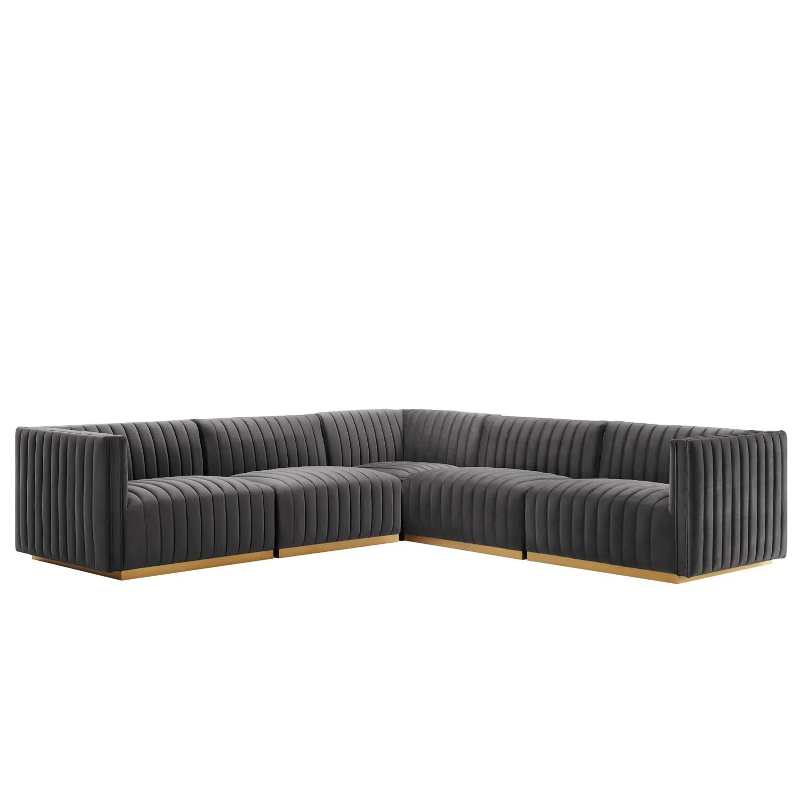 Conjure Channel Tufted Performance Velvet 5-Piece Sectional by Modway