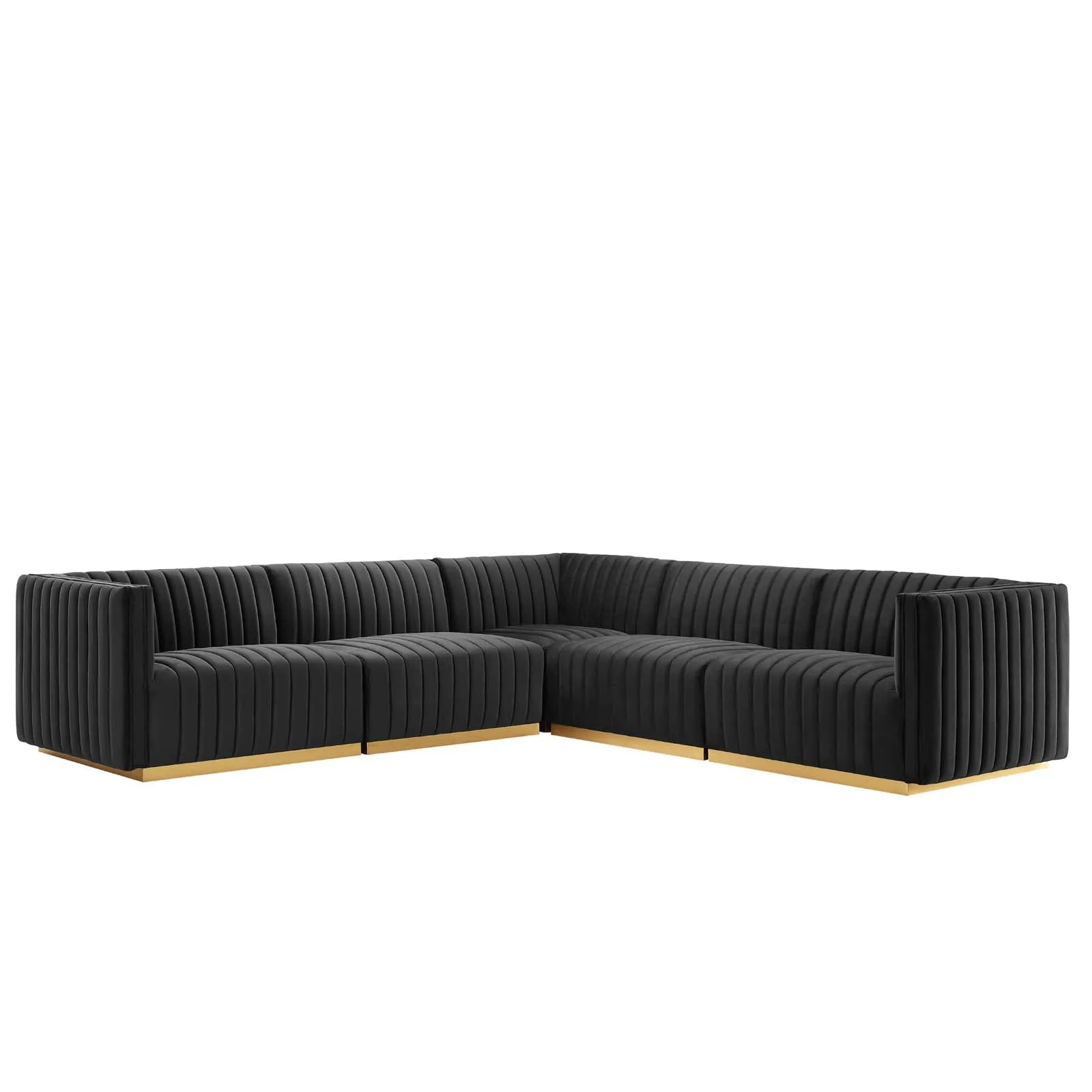 Conjure Channel Tufted Performance Velvet 5-Piece Sectional by Modway