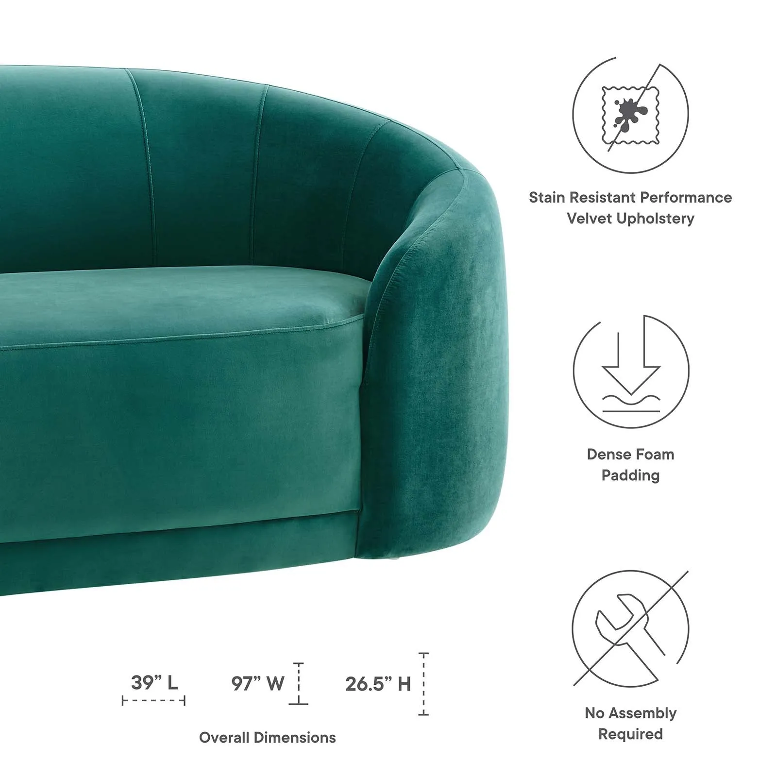 Contessa Performance Velvet Sofa by Modway