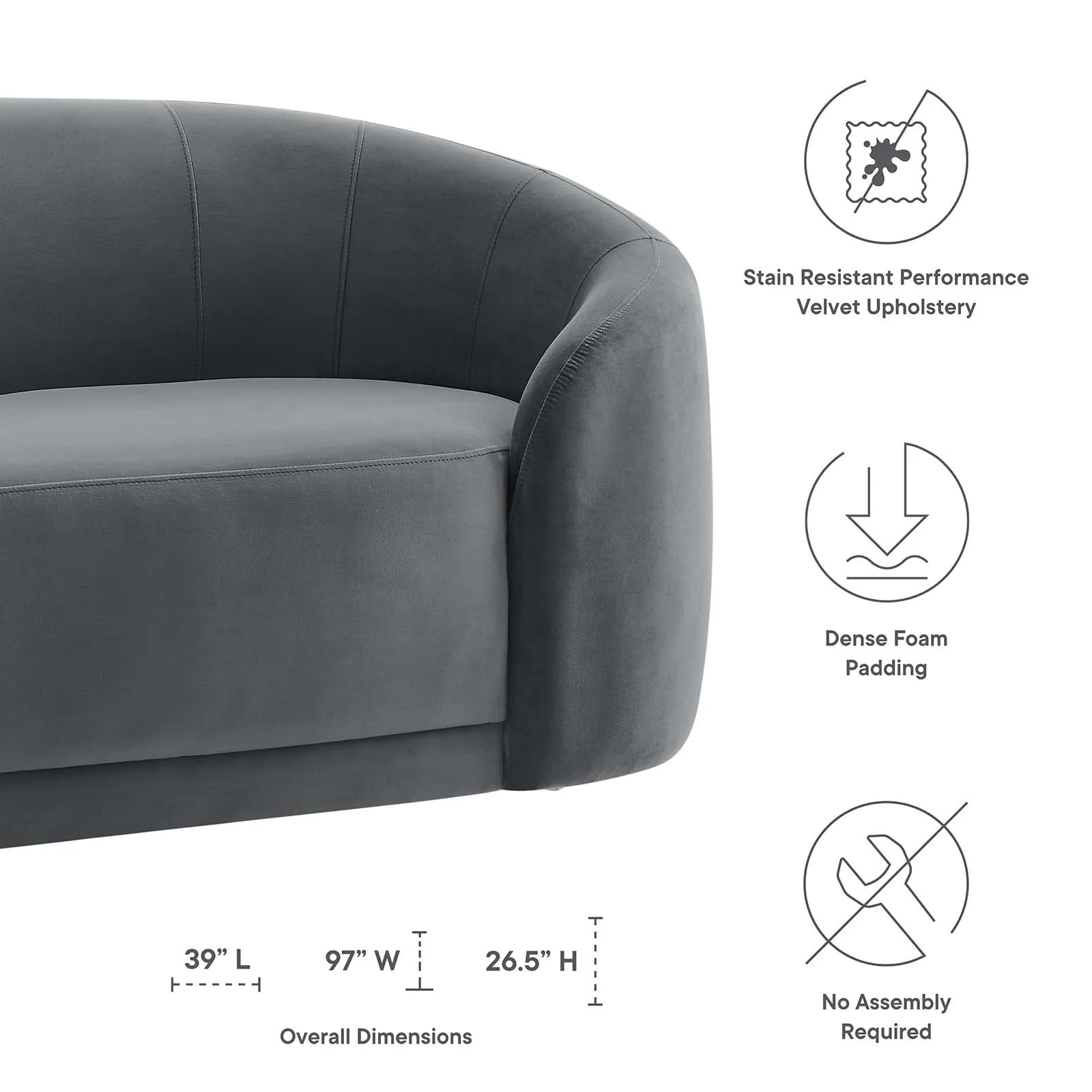 Contessa Performance Velvet Sofa by Modway